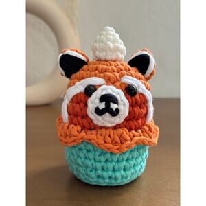 *Pre-made Plushie* Woobles Make-a-Wish Paige the Red Panda Crochet Cupcake